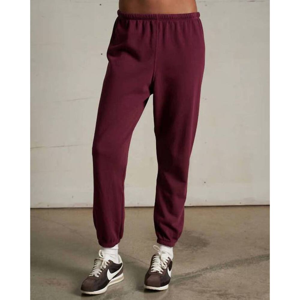 perfectwhitetee Johnny French Terry Easy Sweatpant in Dark Burgundy S